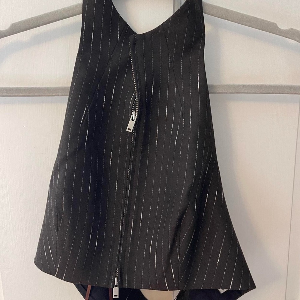 Aya Muse Black Pinstripe Top